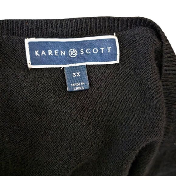Karen Scott VNeck Plus Size Sweater Womens Size 3X Black New Long - Picture 6 of 7